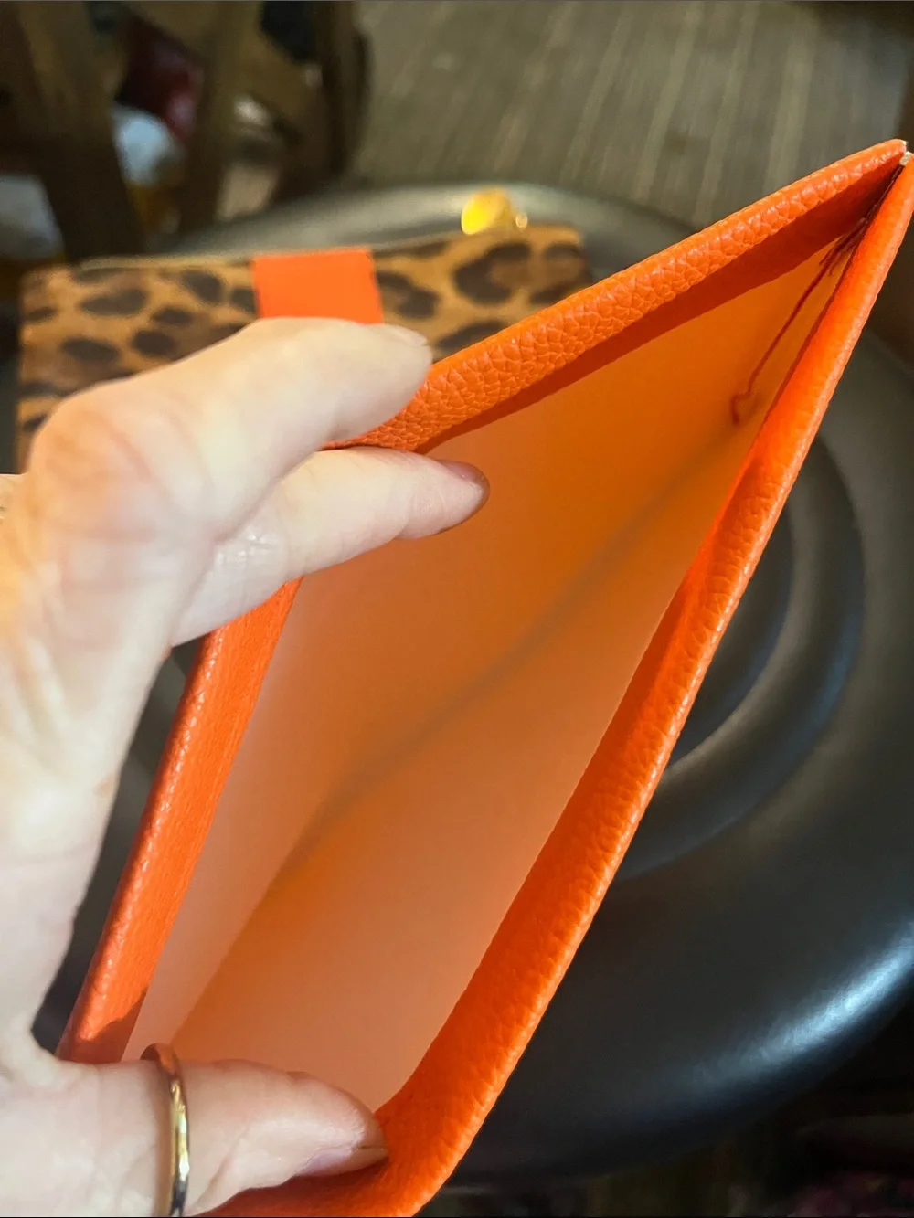 Leopard Print & Orange Leather Accent Pouch Set - Women Bags 35